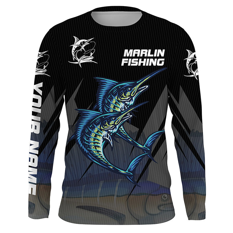 Marlin Fishing Custom Long Sleeve performance Fishing Shirts, Fishing Costume TTS0613