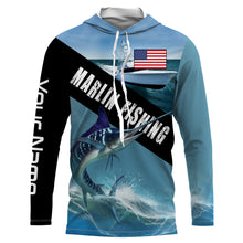 Load image into Gallery viewer, Customized Marlin fishing shirts, long sleeve performance fishing shirts TTS0064
