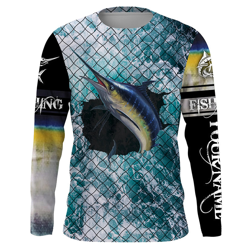 Marlin Fishing Custom Long Sleeve Fishing Shirts, Men's Fishing outfits TTS0642