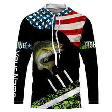 Load image into Gallery viewer, Bass American Flag Custom Long Sleeve Fishing Shirts, Patriotic Fishing gifts  TTS0078
