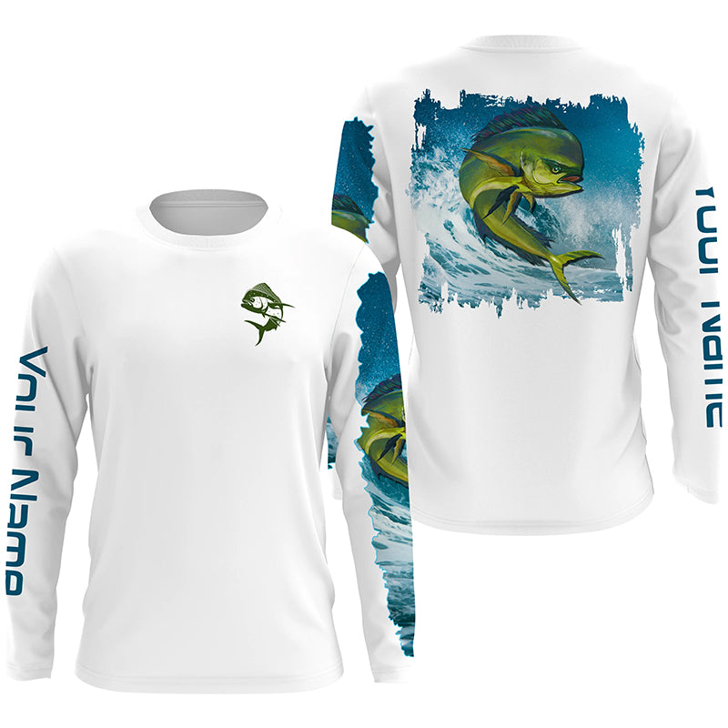 Mahi Mahi Fishing Shirt for Men Long Sleeve Sun Protection UV UPF 30+ T-Shirts TTS0655