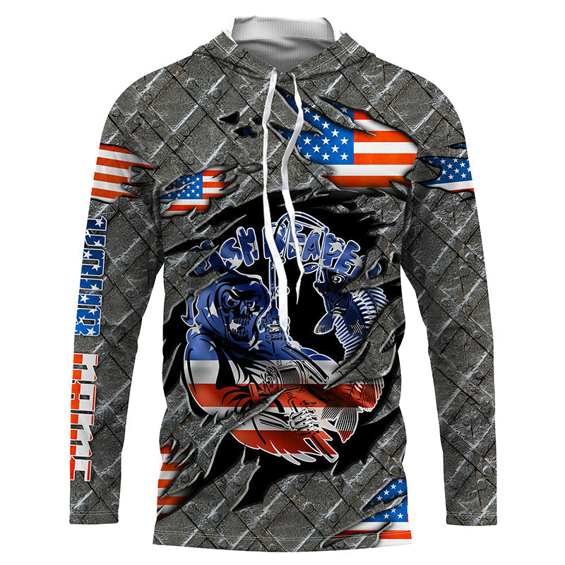 American flag Fish reaper Fishing Men's long sleeve fishing shirts TTS0688