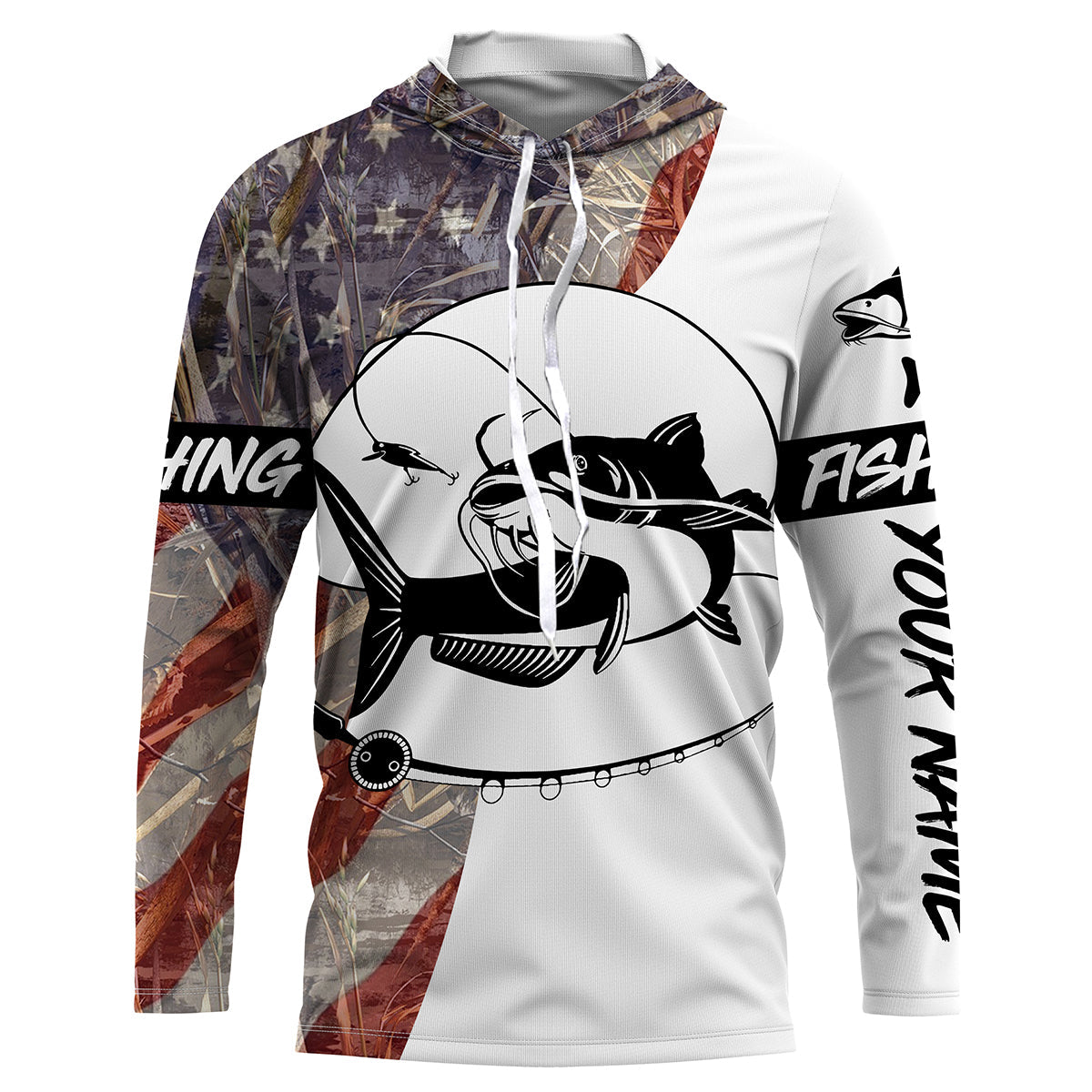 Catfish fishing American Flag Custom Long Sleeve Fishing Shirts, Patriotic Fishing gifts  TTS0095