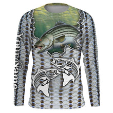 Load image into Gallery viewer, Striped Bass Fishing UPF 30+ Men’s Long Sleeve Fishing Shirt, Tournament Fishing Gift TTS0307
