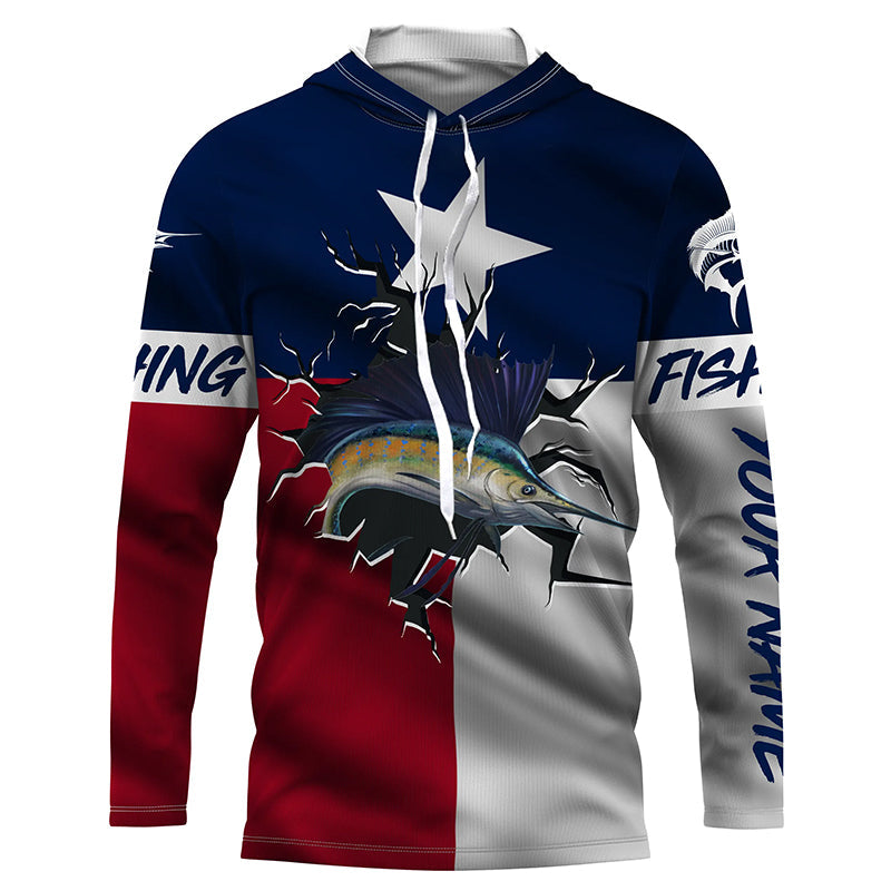 Texas Sailfish Fishing Custom long sleeve performance fishing shirts, Sailfish fishing jerseys TTS0549