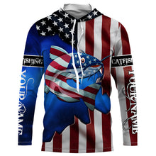 Load image into Gallery viewer, American Flag Catfish Fishing Custom Long sleeve performance Fishing Shirts TTS0162
