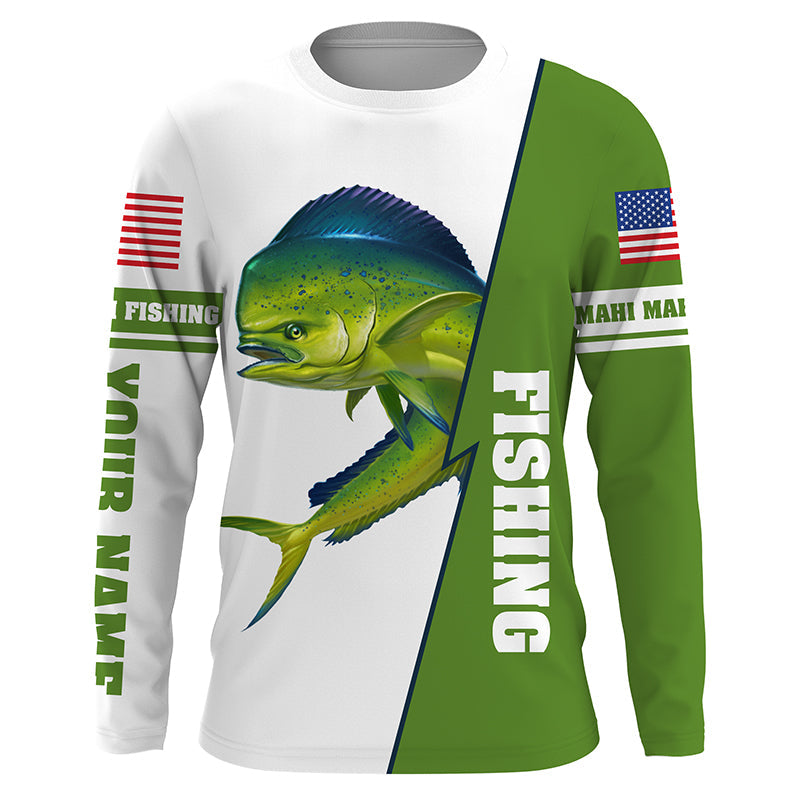 Mahi Mahi Fishing personalized custom name sun protection long sleeve fishing shirts TTS0178