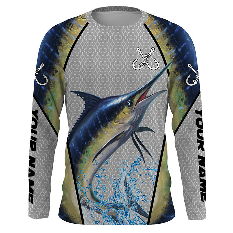 Marlin fishing personalized custom name sun protection long sleeve fishing shirts TTS0182