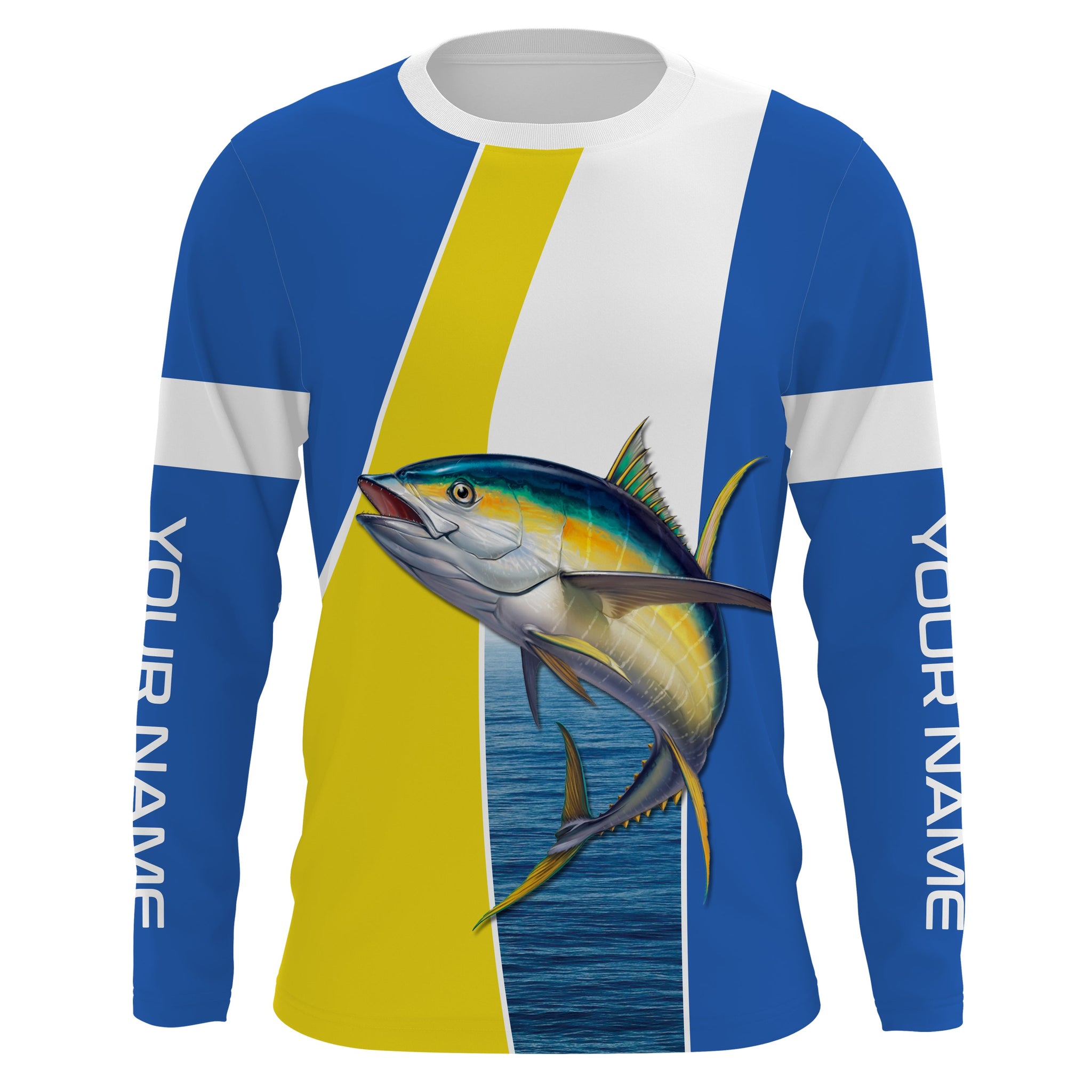 Yellowfin Tuna Long Sleeve Fishing Shirt for Men, UPF Performance Clot