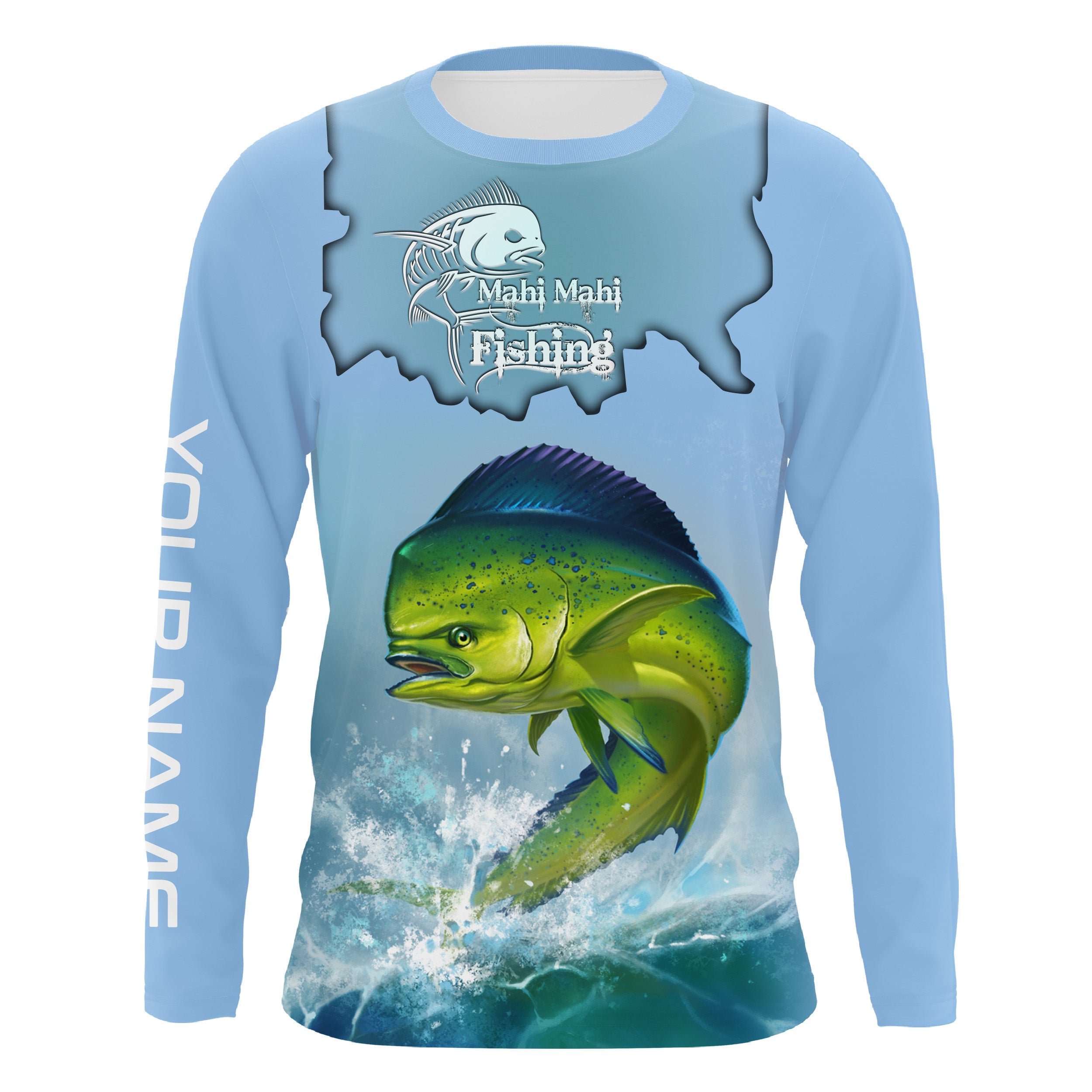 Customized Mahi Mahi fishing shirts, long sleeve performance fishing shirts TTS0512