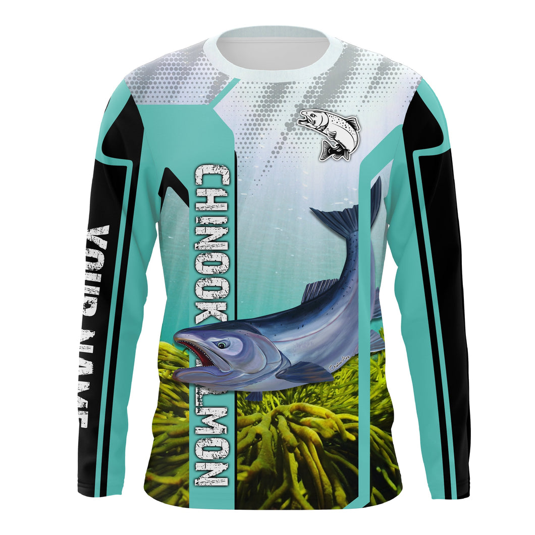 Chinook Salmon Fishing Custom Name sun protection UPF long sleeves fishing shirt TTS0524