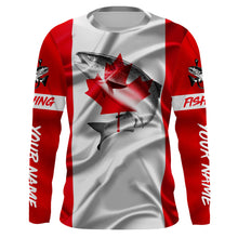 Load image into Gallery viewer, Canada Flag Chinook Salmon Fishing Custom Long Sleeve Fishing Shirts, Patriotic Fishing gifts TTS0154
