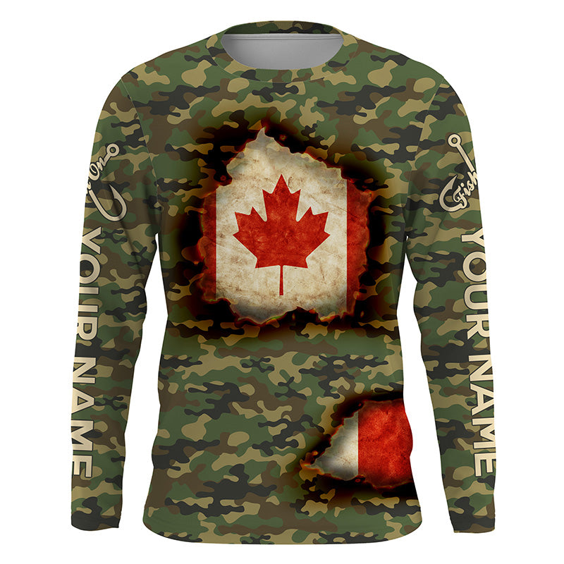 Canadian Flag Camo Custom long sleeve performance Fishing Shirt TTS0186