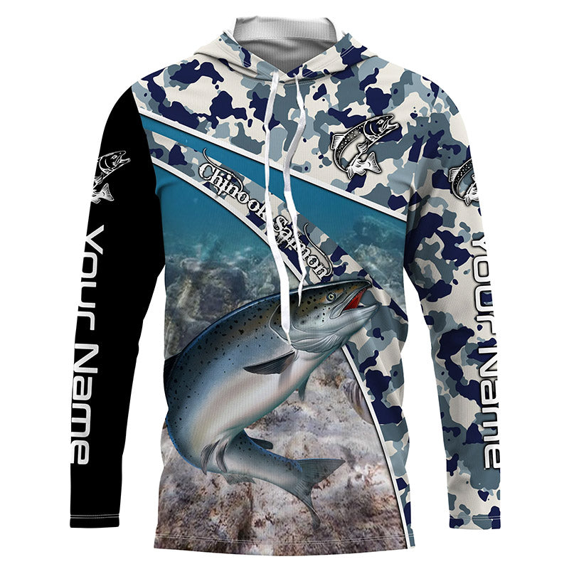 UPF 30+ Chinook Salmon Long Sleeve Fishing Shirt for Men and Women - UV Sun Protection TTS0578