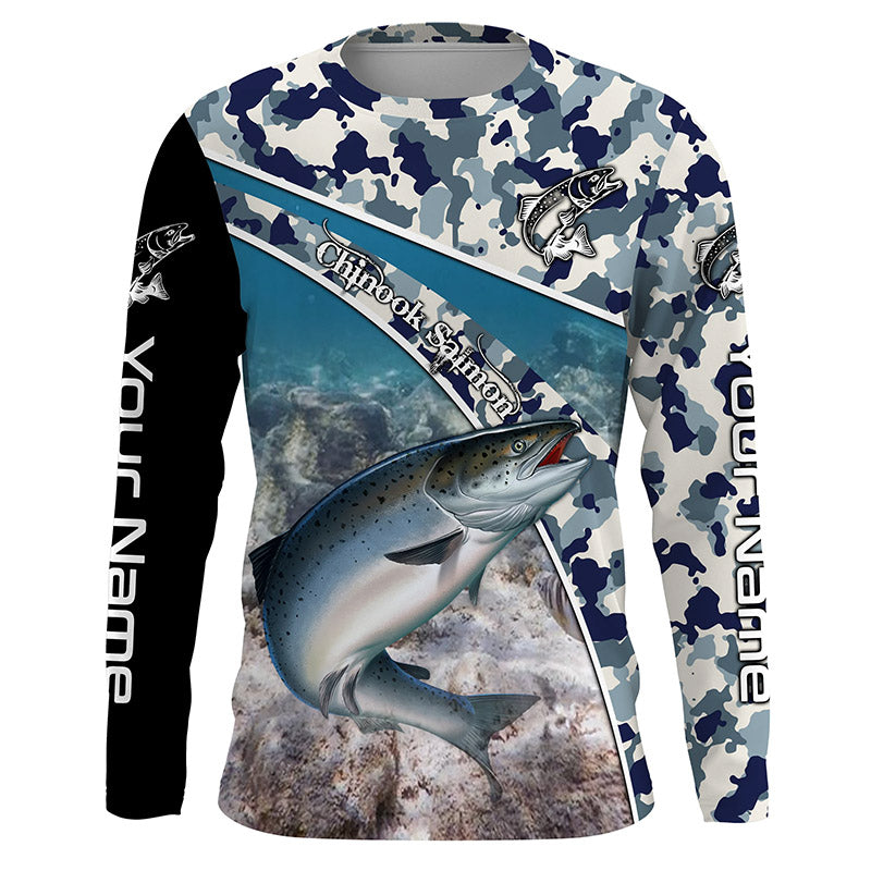 UPF 30+ Chinook Salmon Long Sleeve Fishing Shirt for Men and Women - UV Sun Protection TTS0578