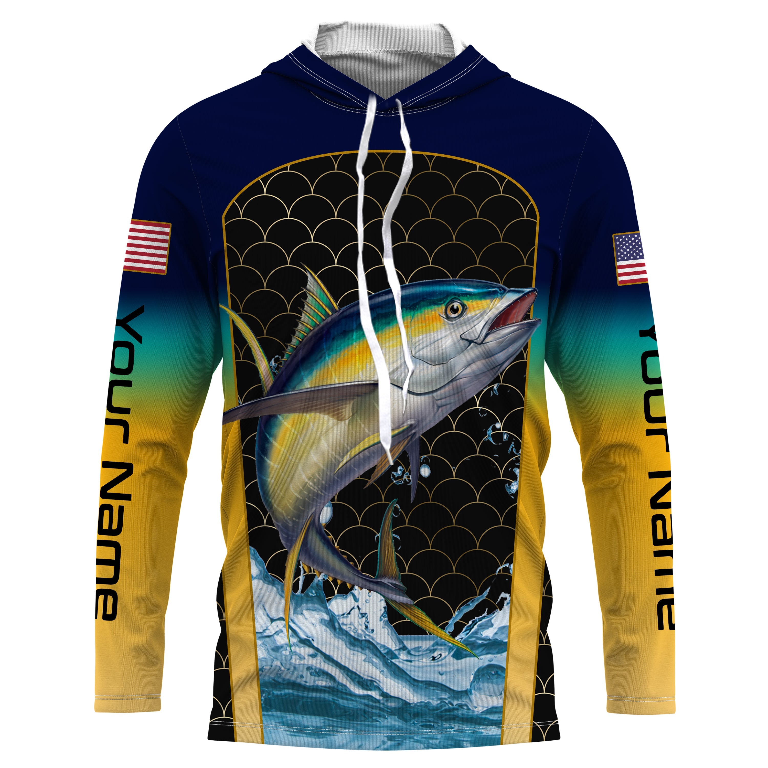 Yellowfin Tuna Fishing Custom Long Sleeve Fishing Shirts, Tuna Fishing jerseys TTS0031