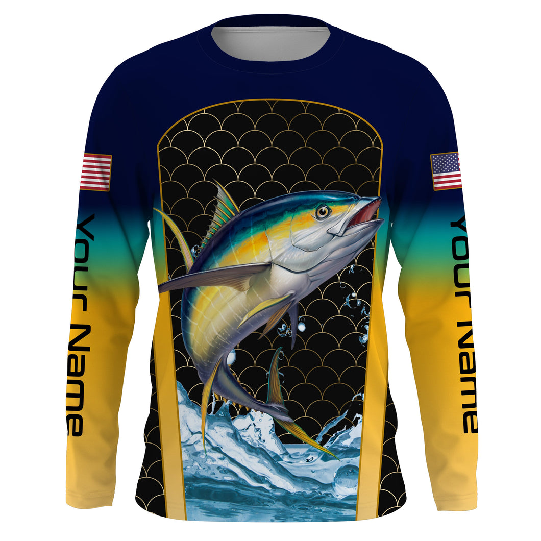 Yellowfin Tuna Fishing Custom Long Sleeve Fishing Shirts, Tuna Fishing jerseys TTS0031