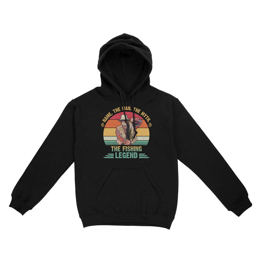 Custom name picture the man the myth the fishing legend personalized gift Standard Hoodie