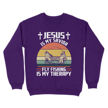 Load image into Gallery viewer, Fly Fishing Shirt Jesus is My Savior Fly Fishing Is My Therapy Vintage Standard Sweatshirt FSD2533
